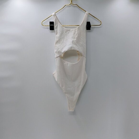 For Love and Lemons White Cut Out Ribbed Thong Bodysuit Medium Sexy Summer - Picture 3 of 15